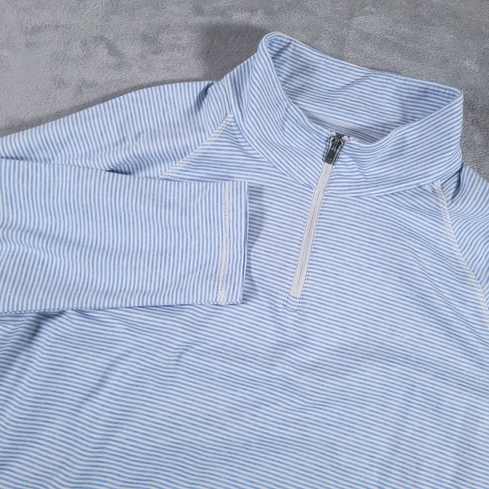 Faherty Movement Quarter Zip Mens 2XL XXL Blue White Striped 1/4 Zip Performance